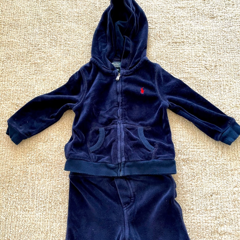 Polo by Ralph Lauren navy blue velour tracksuit